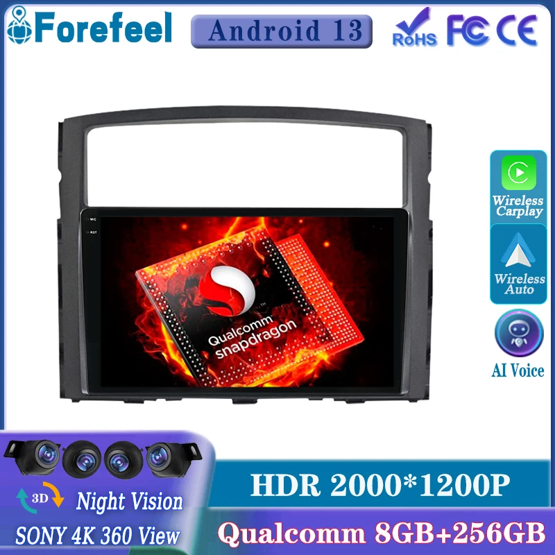 

Android13 Qualcomm For Mitsubishi Pajero 4 V80 V90 2006 - 2014 Car Radio Multimedia Navigation Stereo Auto Carplay No 2din DVD