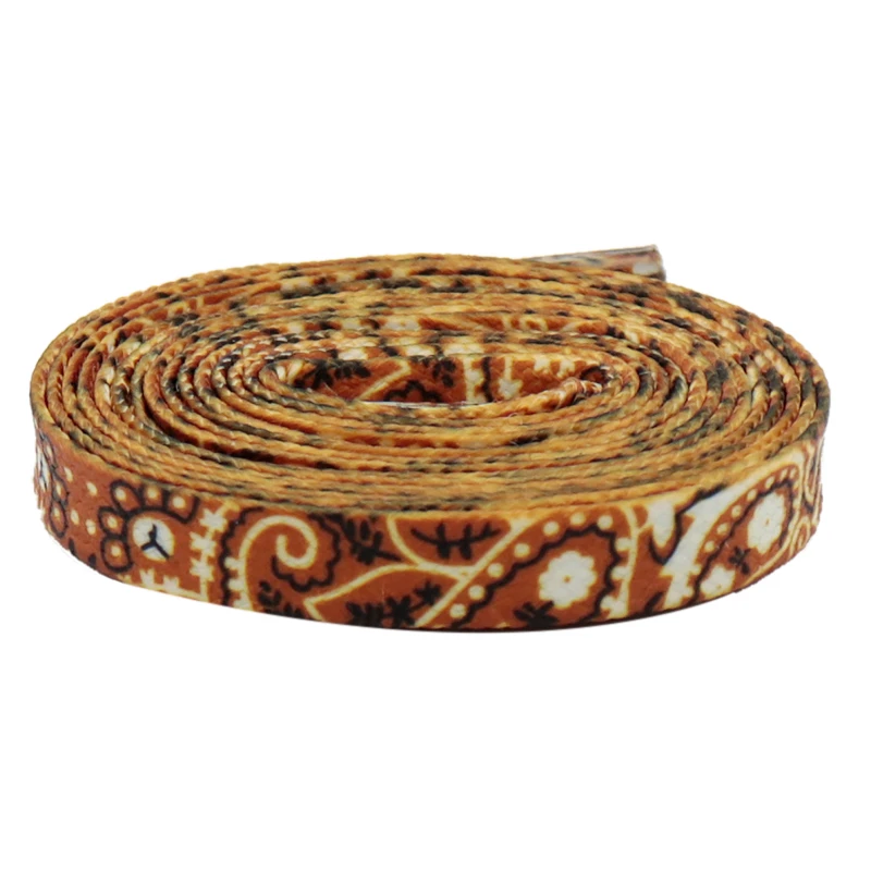 Weiou Shoe Accessory Brown Snake Pattern 7MM Flat Shape Wide Natural Off-road Shoe Laces Men Women Sneaker Easy Wearing Cordons