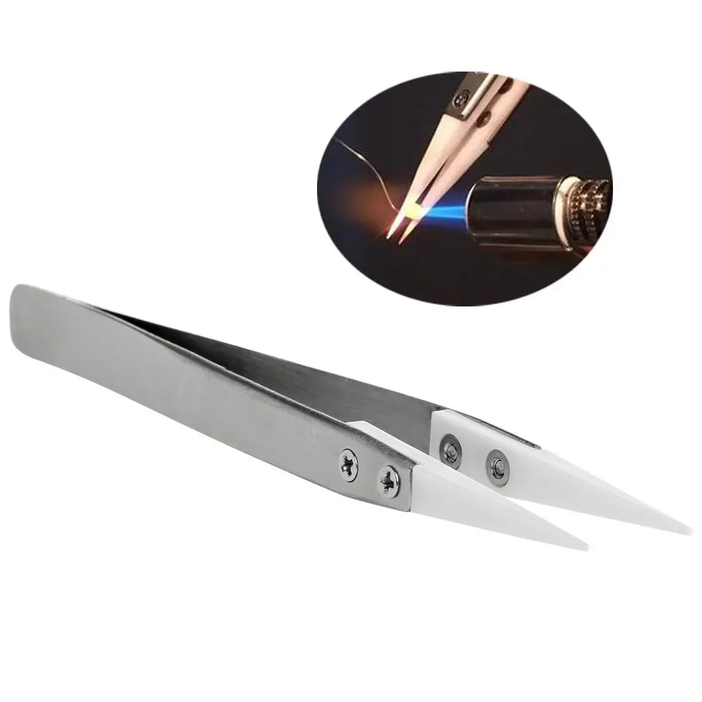5" Heat Resistant and Non-Conductive White Ceramic Tweezers Heat Resistant to High Temperatures for Pinching Coils While Firing