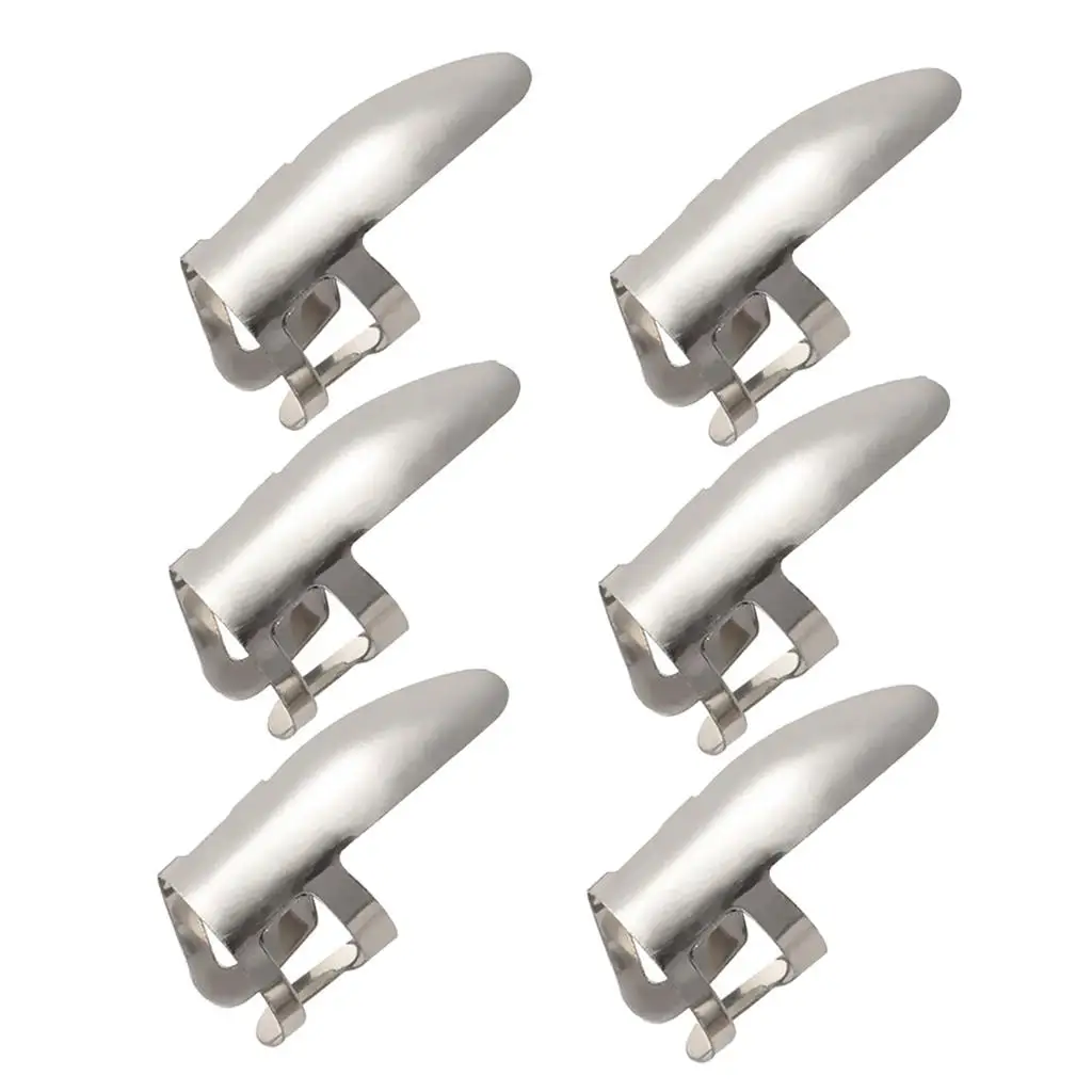6x Finger Stainless Steel Plectrums Guitar Banjo Ukulele Picks Plectrums Set