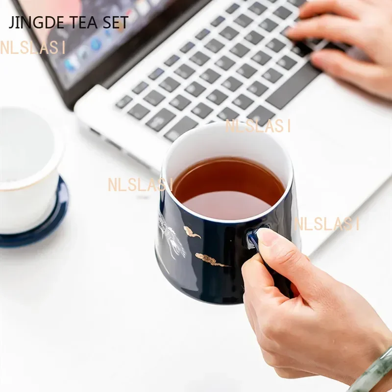 Chinese Ceramic Filter Tea Maker Personal Special Tea Water Separation Cup High-end Office with Handle Tea Cup Household Tea Set