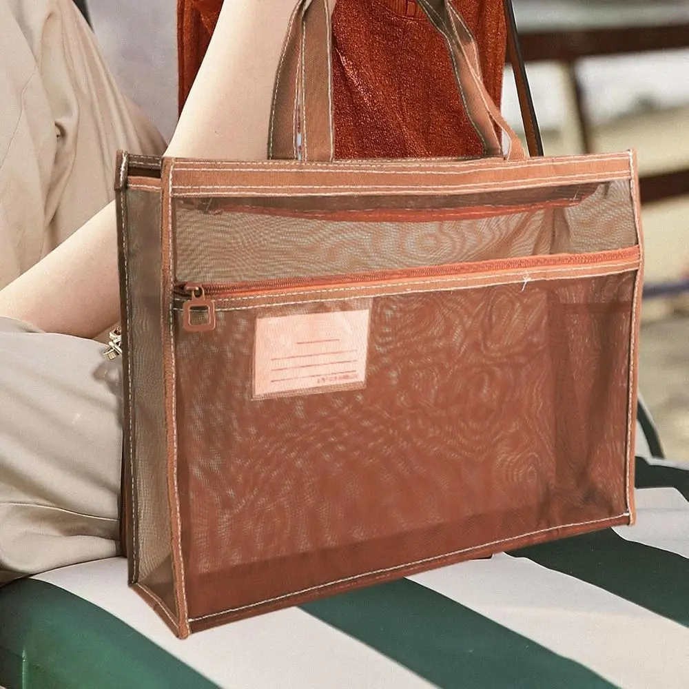 지퍼와 손잡이 A3 프로젝트 가방 메쉬 PVC 대용량 메쉬 아트 가방 두꺼운 다기능 보관 가방 사무용품