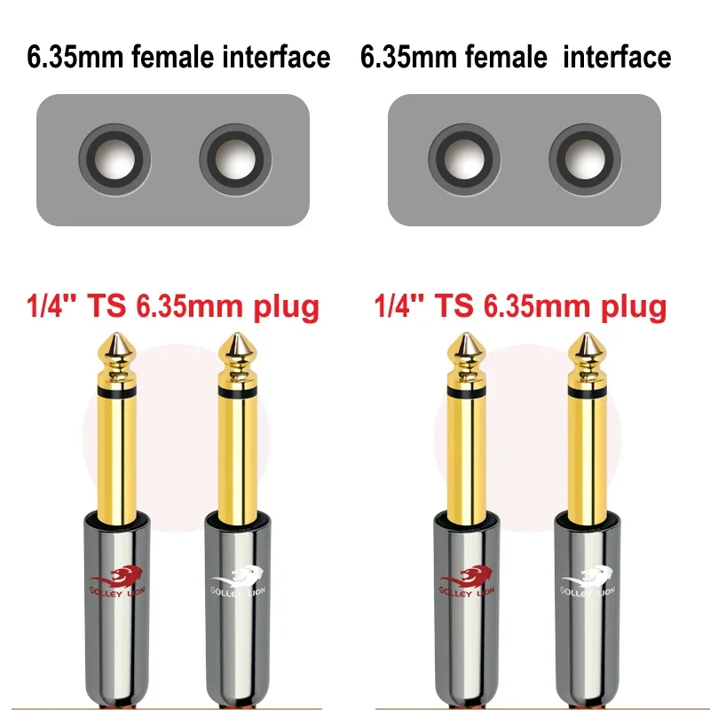 6,35 Mm Stereo Klinkenstecker Zum 2X 6,35 Mm Mono Groß Klinke Abgeschirmtes Kabel 1 M