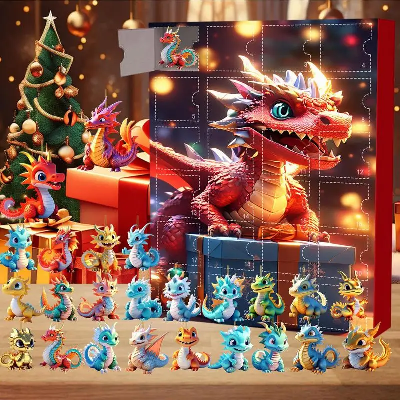 Dragon Christmas Advent Calendar Acrylic Dinosaur Pendant Toy 24 Days Of Vacation Advent Calendar For Car Christmas Tree Decor christmas countdown calendar,christmas advent calendar