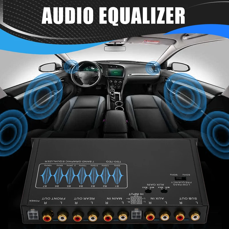 PPYY-7 Band Car Equalizer Audio EQ Tuning Crossover Amplifier Parametric Car Preamplifier Audio Equalizer +-12Db