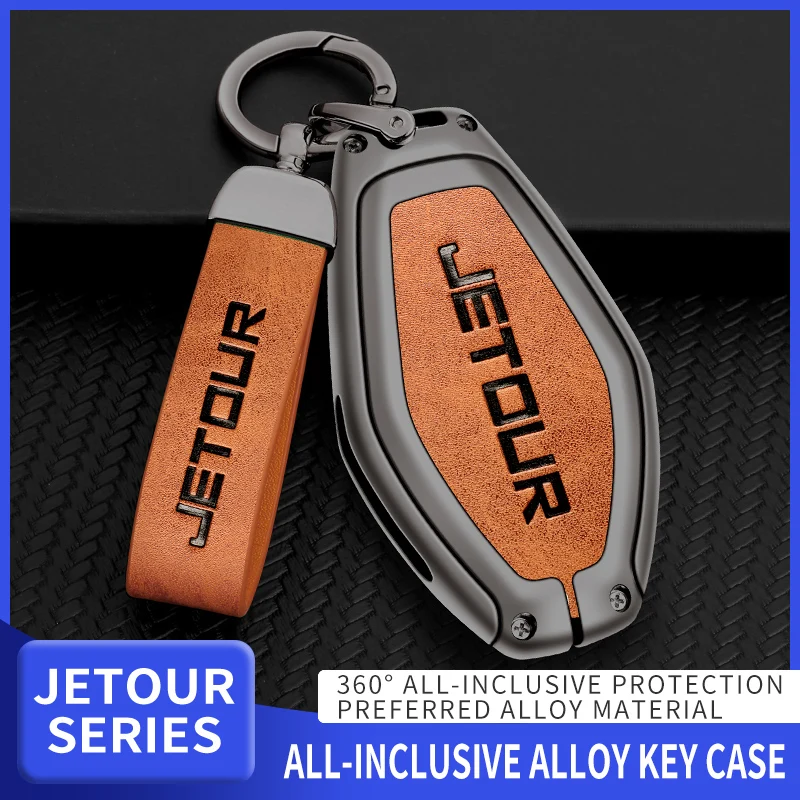 Zinc Alloy Leather Car Key Remote Cover Full Case For Chery Jetour X70