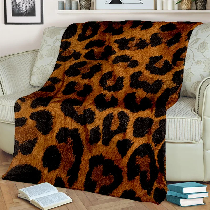 3D Wild Leopard Stripe Print Series throw blanket Soft Throw Blanket for Home Bedroom Bed Sofa Picnic Travel Office Cover Blanket Kids