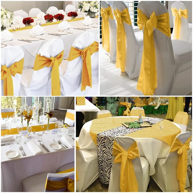 Ceinturage de Chaise en Satin avec Nministériels d, Universel, Ruban, Décoration pour ixde Mariage, Réception, Événements, Banquets, Hôtel 3
