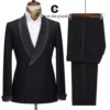 Cenne Des Graoom Luxury Men Suit Wedding Grooms Banquet Classic Black Tuxedo Jacket Pants Satin Shawl Lapel Slim Fit Party Prom 1