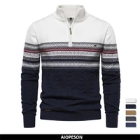 2023 New Autumn High Quality Zipper Pullers Men Warm Winter Cotton Sweaters for Men Ethnic Patterns Casual Mens Sweater