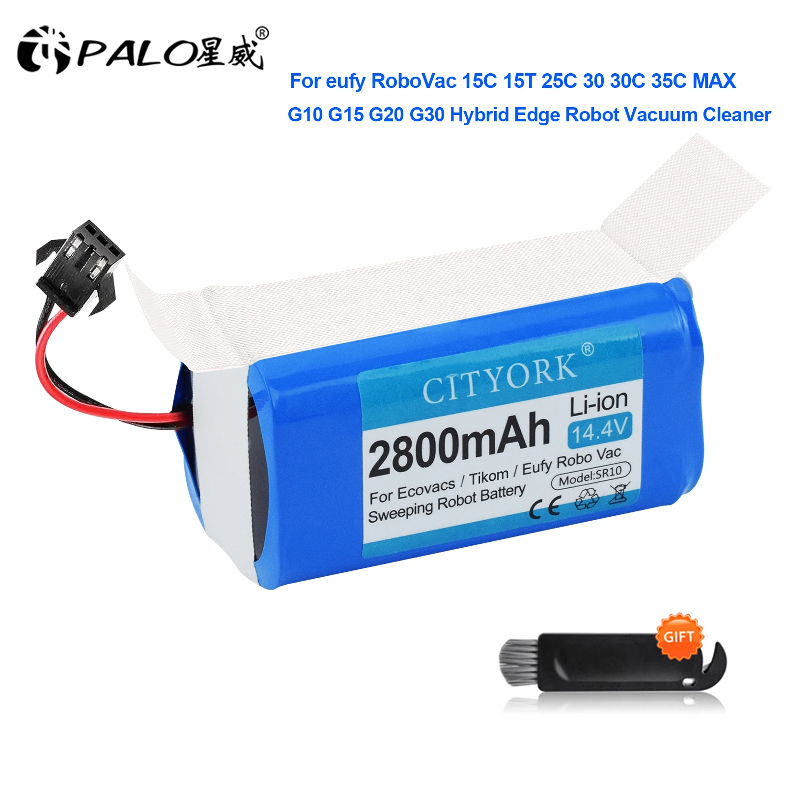 2800mAh Li-ion Replacement Battery for Eufy RoboVac 11S 12 Max 15C 25C 30C 35C G10 Hybrid G20 G30, for Ecovacs Deebot N79 N79S 1