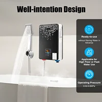 Chauffe-eau électrique 6,5KW 30-55 ° Chauffe-eau instantané C avec affichage numérique pour salle de bain-220V, douche noire, ensemble d'eau chaude 5