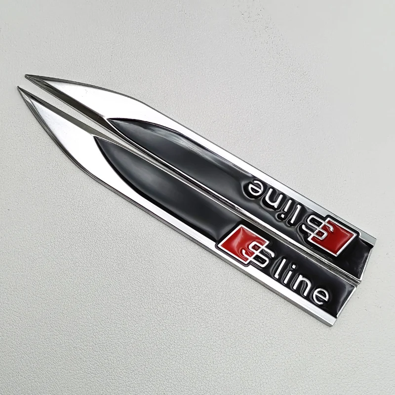 2pcs Metal S LINE Logo Car Fender Sticker Side Leaf Board Decal For Audi Sline Q2 Q3 Q5 Q7 A1 A3 A4 A5 A7 SQ5 RS5 TT Accessories