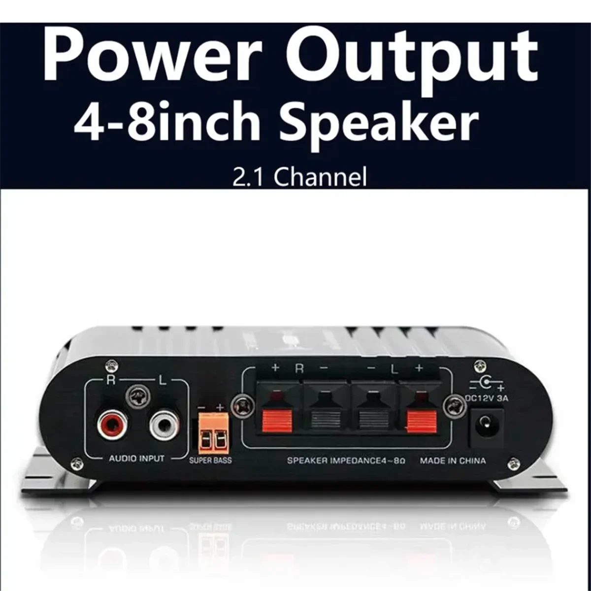 ST-838 HIFI 증폭기 2.1 채널 차량용 MP3 미니 앰프 AUX 입력 고음 및 저음 조정 슈퍼베이스 20Wx2 + 40W 증폭기