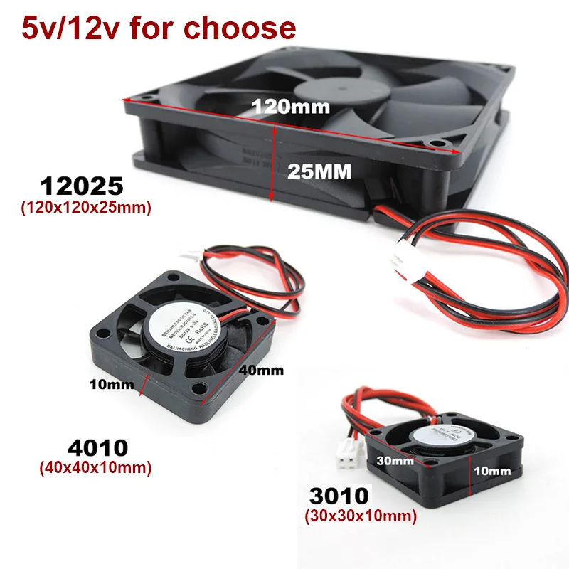 3010 4010 1 Fan 5V 12V Fan DC Brushless oil Cooling 30x10mm 40x10mm 120x120x25mm 2PIN PC Computer Case Cooler cooling fan,gaming cooling fan,industrial cooling fan,3d printer fan