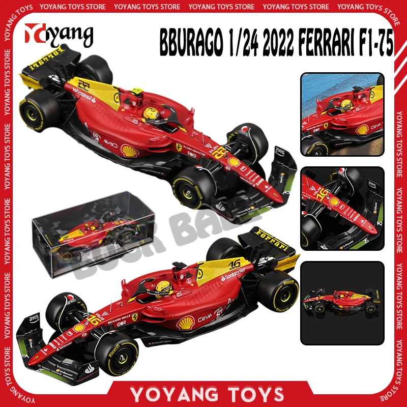 

Bburago 1/24 Scale Ferrari F1-75 75th Racing Monza Formula 1 Leclerc #16 #55 Car Toys Collectble Alloy Diecast Model Cars Gifts