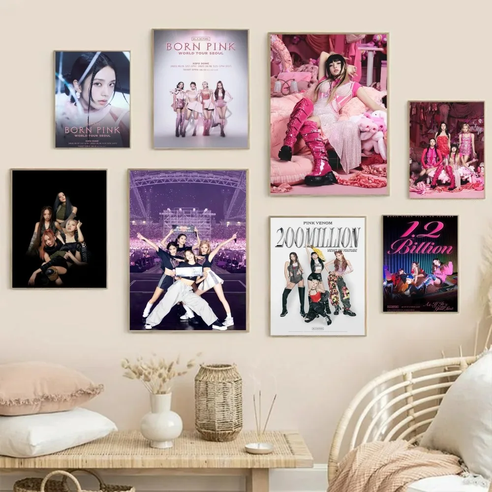 1pc Kpop-Blackpink Poster Stickers Art Wall Murals Decor Game Room Decor Gifts Kawaii HD Painting Cat Cars anime stickers anime poster