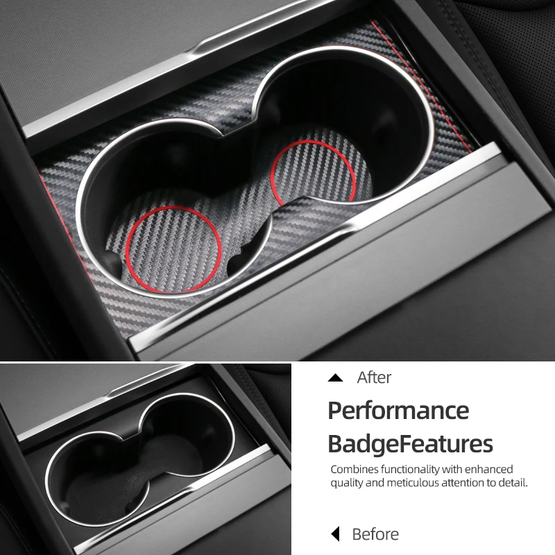 테슬라 모델 3 하이랜드 2023 2024 탄소 섬유 스티커 컵 거치대 패널 트림 프레임 매트 코스터, 자동차 인테리어 액세서리