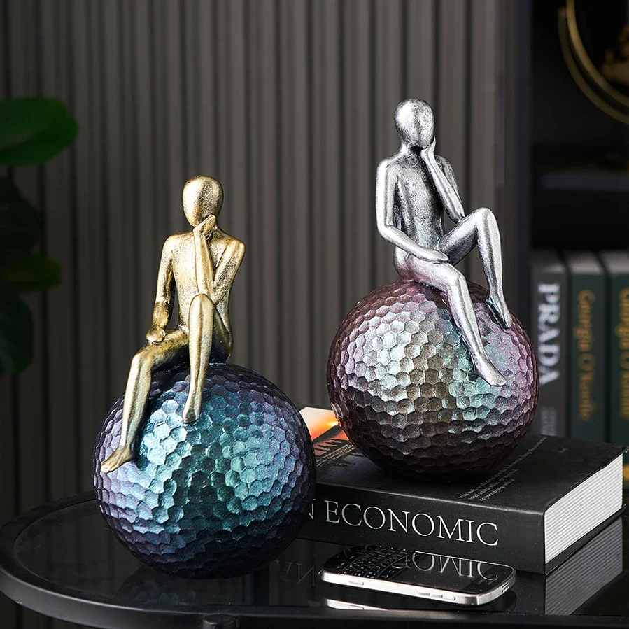 

Thinker Sculptures Figurines for Decoration Abstract Desk Accessories Home Decorative Figures Room Decor Statuettes Bedroom