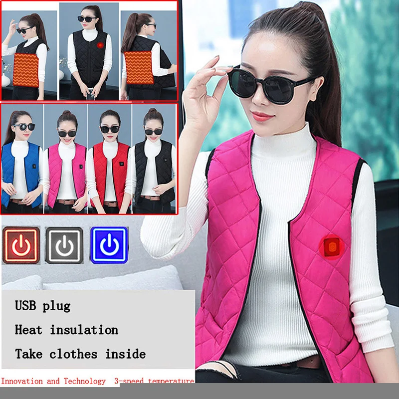 Description Picture 4 of itemUSB Thermal Electric Heated Vest  Infrad Battery Jacket Women Winter Heated Jacket Outdoor Camping Hiking Clothing Tactical Vest