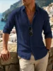 Light Long-Sleeve Linen Shirt Essential Breezy Beach-Commute Top