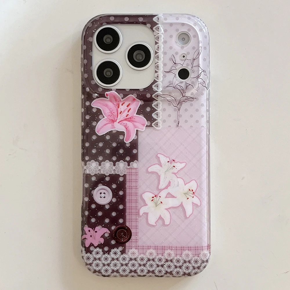 Lace Trim Girly Vintage Floral Polka Dot Phone Case