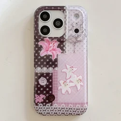 Lace Trim Girly Vintage Floral Polka Dot Phone Case - iPhone 15 (1)