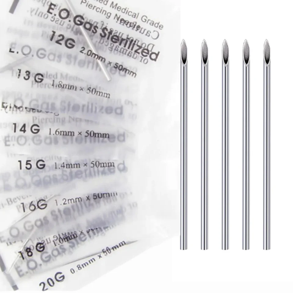 Beauty7 Piercing-Nadeln – 5 Stück, Steril, 16G (1,2 Mm), Aus Medizinischem Edelstahl 316L