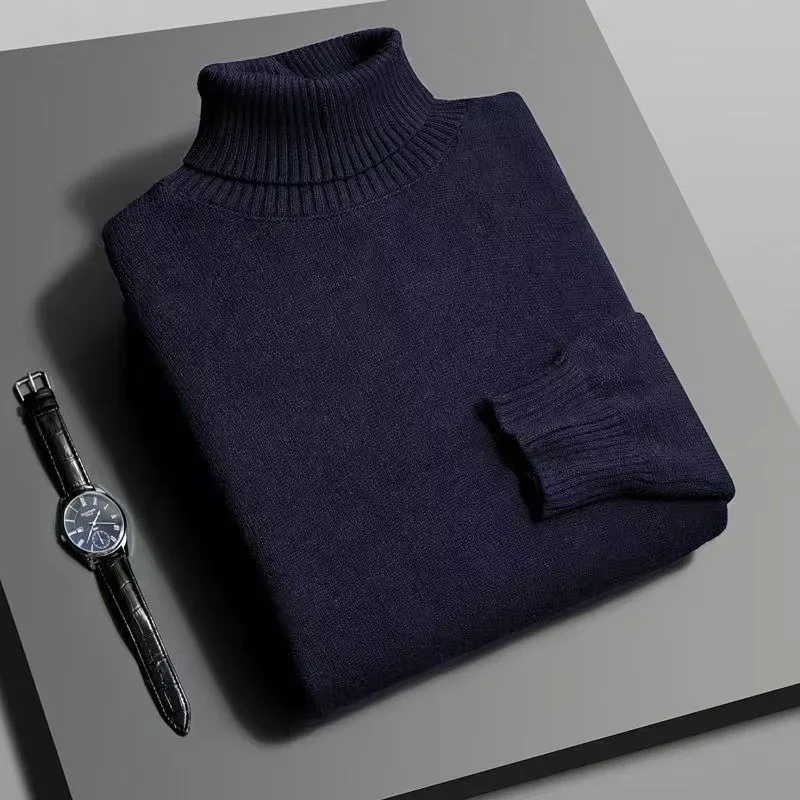 Mens Knitted Turtleneck Sweater Slim Fit Long Sleeve Anti pilling Pullover turtleneck sweater