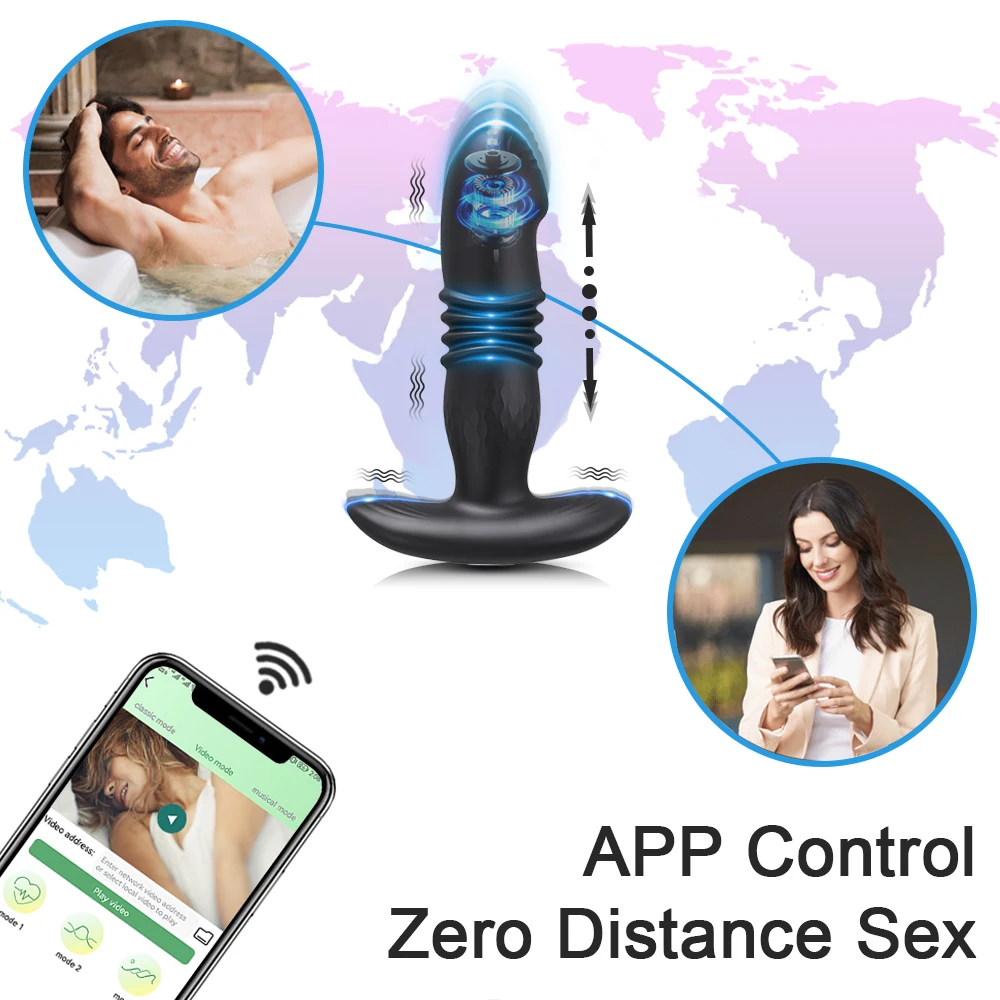 Anal Plug Vibrator Male Thrusting Prostate Massager Bluetooth APP Wireless Remote Butt Plug Sex Toy For Men Gay Couples