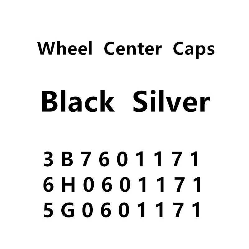 4 Pcs Black Silver 65mm Car Wheel Center Caps Badge Rim Hub Cover Hubcap Emblem Accessories 3B7601171 6H0601171 5G0601171 Car Wheel Hub Covers