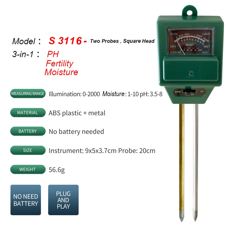 oscilloscope handheld Auto 5-in-1 Pot Soil Tester PH Analyzer Meter For Thermometer Moisture Acidity PH Humidity Fertility For Garden Plant Soil PH tailors tape measure Measurement & Analysis Tools