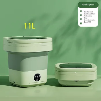 11L 6L Portable Big Capacity Washing Machine With Drain Basket For Apartment Camping Travel Underwear 110-260V Mini Washer Dryer 1