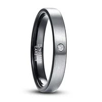 Matte Plated Tungsten Steel Ring with Diamond Embedded Inner Circle Electroplated Black for Men And Women Jewelry Accessories
