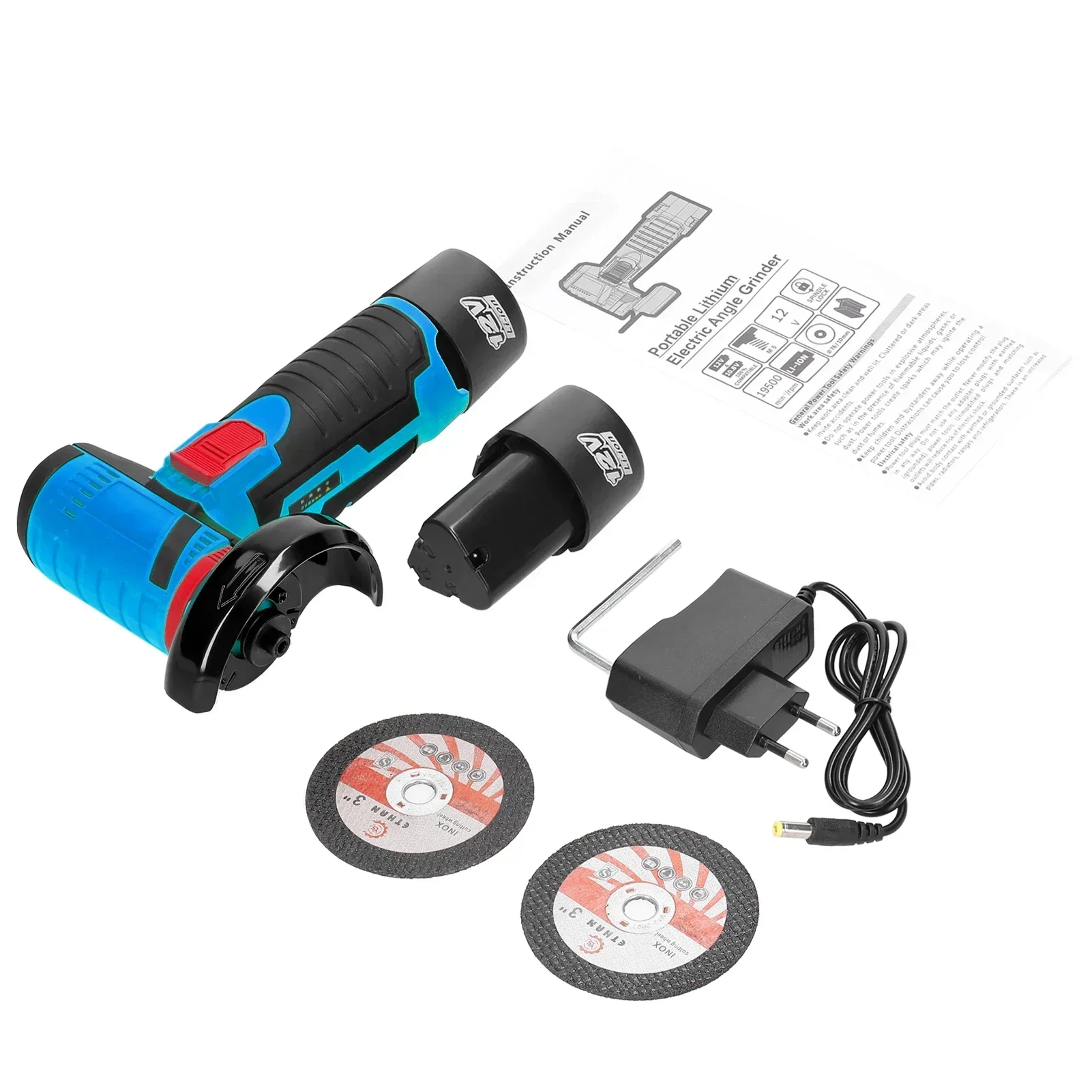 Cordless Mini Angle Grinder 12V Brush Cutting Machine Portable Small Polishing Tool with Saw Blade for House Cutting