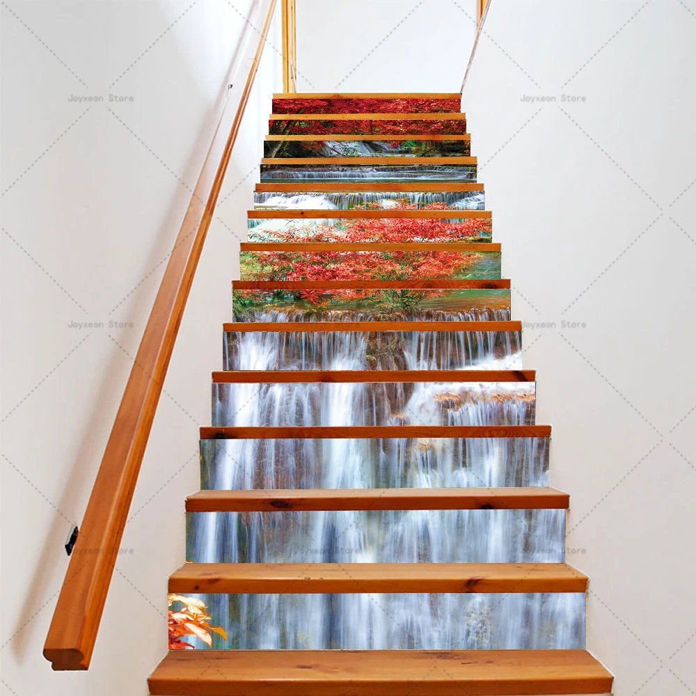 Floor Stickers 3D Landscaping Staircase Vinyl PVC Waterproof Self-Adhesive Dustproof 6pcs & 13pcs