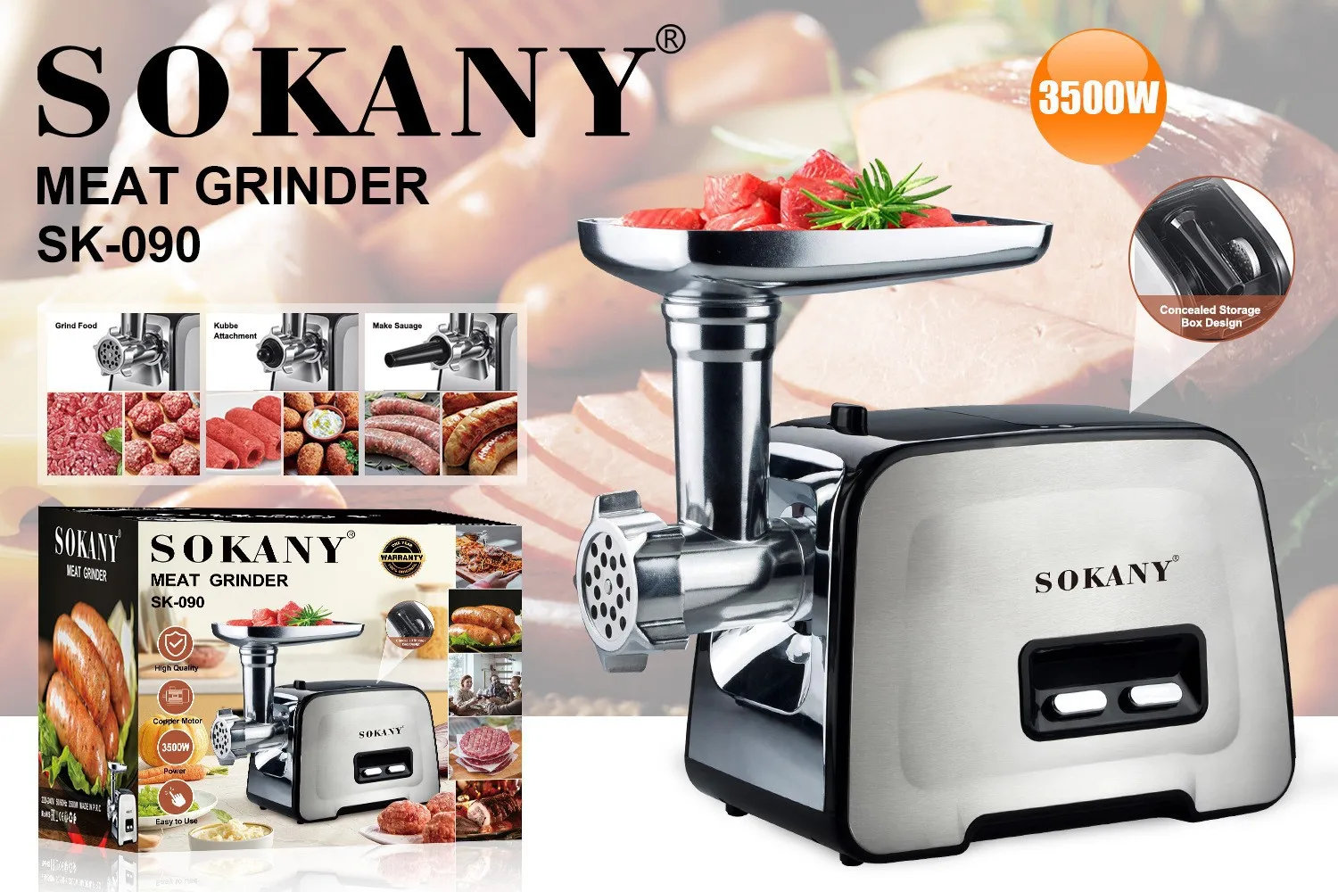 02 SOKANY090 Meat Grinder Electric Enema Multifunctional   Stainless Steel 304 4