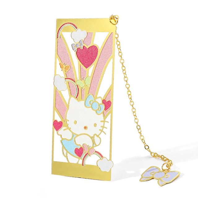 헬로 키티 금속 할로우 아웃 북마크: 공부와 사무용품을 위한 매혹적인 동반자