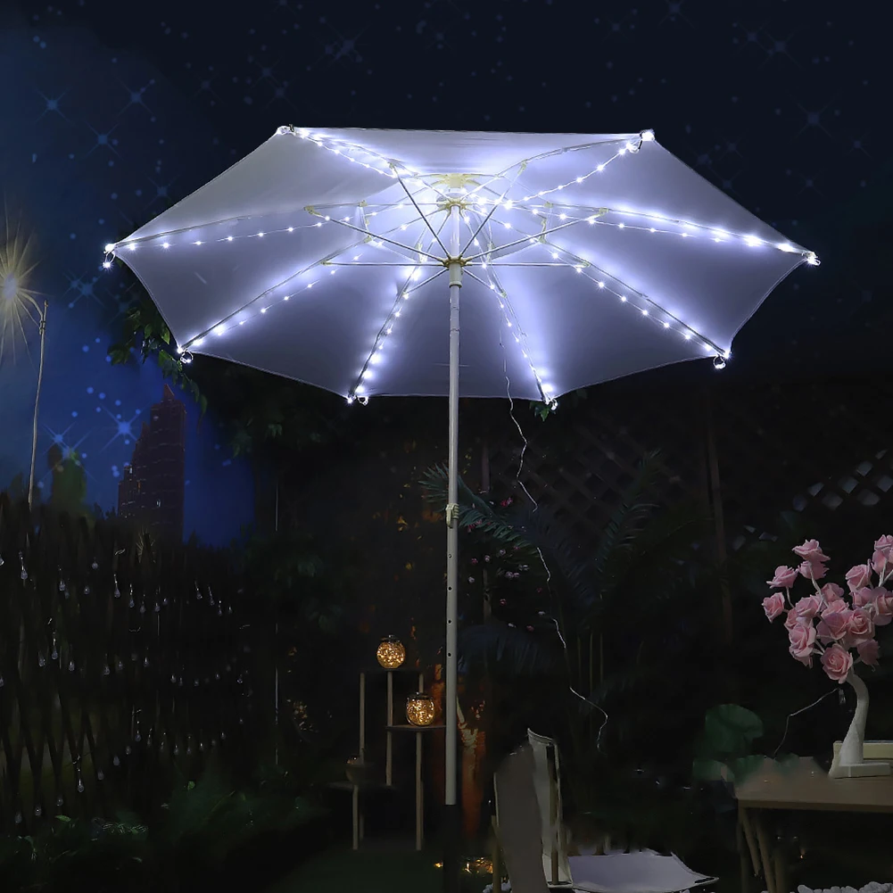 Patio Umbrella Lights Cordless Lighting 3.9Ft 104 LEDs Umbrella String Light Remote Control Waterproof For Indoor Outdoor