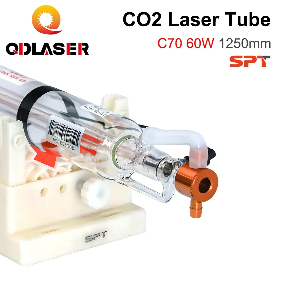 

QDLASER SPT C70 60-80 Вт Co2 лазерная трубка длиной 1250 мм диаметром 55 мм для CO2 лазерного гравировального режущего станка
