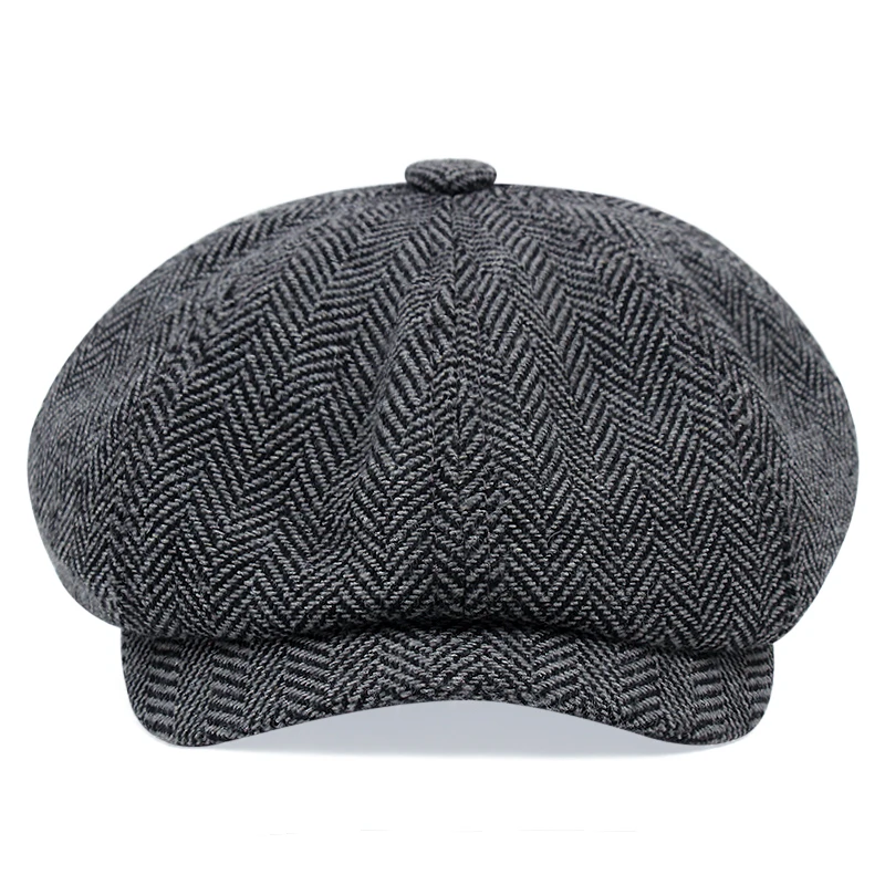 Newsboy Hats For Men Herringbone Solid Color Berets Women Fashion British Retro Caps For Men Autumn Golf Cap Male