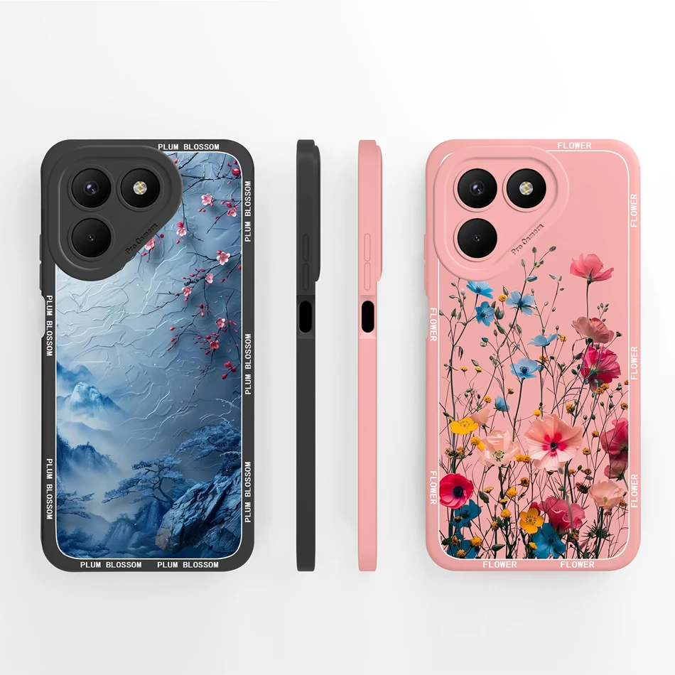 Cute Animals Flower Pattern Soft Liquid Silicone Phone Case Cover