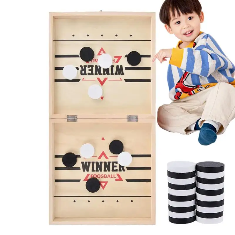 

Wooden Hockey Board Game Fast Sling Puck Bounce Ball Party Game Desktop Battle Winner Game Interaction Games Toys Kid Party