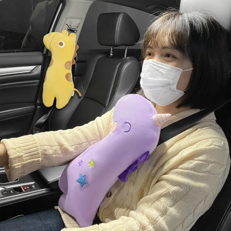 Car Safety Belt Cover Baby Seat Belt Protector Neck Cushion Head Support Unicorn Pillow