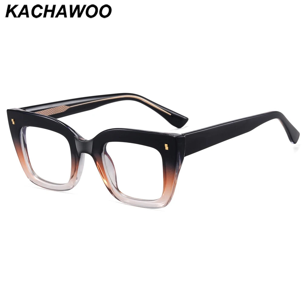 

Kachawoo Толстая оправа, квадратные очки, голубые фотофильтры, черные, коричневые, прозрачные женские очки из ацетата tr90, оправа, модные подарки на день рождения