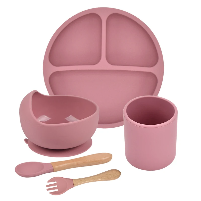 3/4/5PC Silicone Baby Feeding Set Silicone Bowl Dining Plate Spoon Fork Children Dishes BPA Free Tableware for Kids silicone meal set,silicone feeding set,baby tableware set