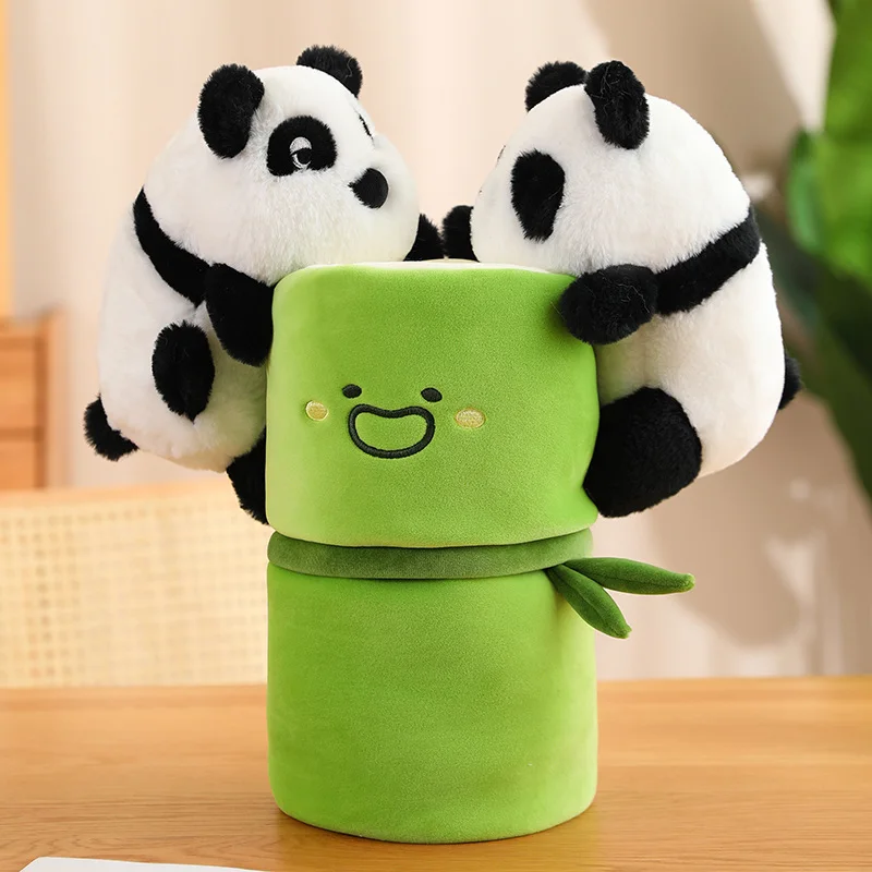 NEW Kawaii Bamboo Tube Panda Set Plush Toy Cute Plushies Stuffed Animal  Bear Doll Reversible Design Children's Birthday Gift - AliExpress