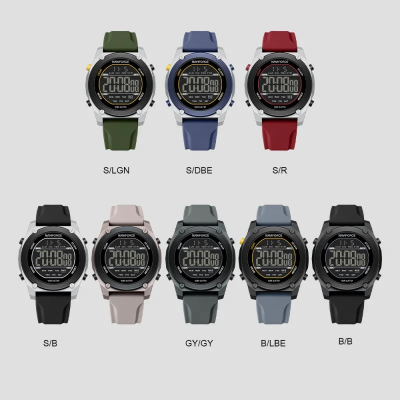 NAVIFORCE Sport Watch with Night Light & Calendar - Waterproof, Shockproof, Silicone Strap Men's Fashion Timepiece