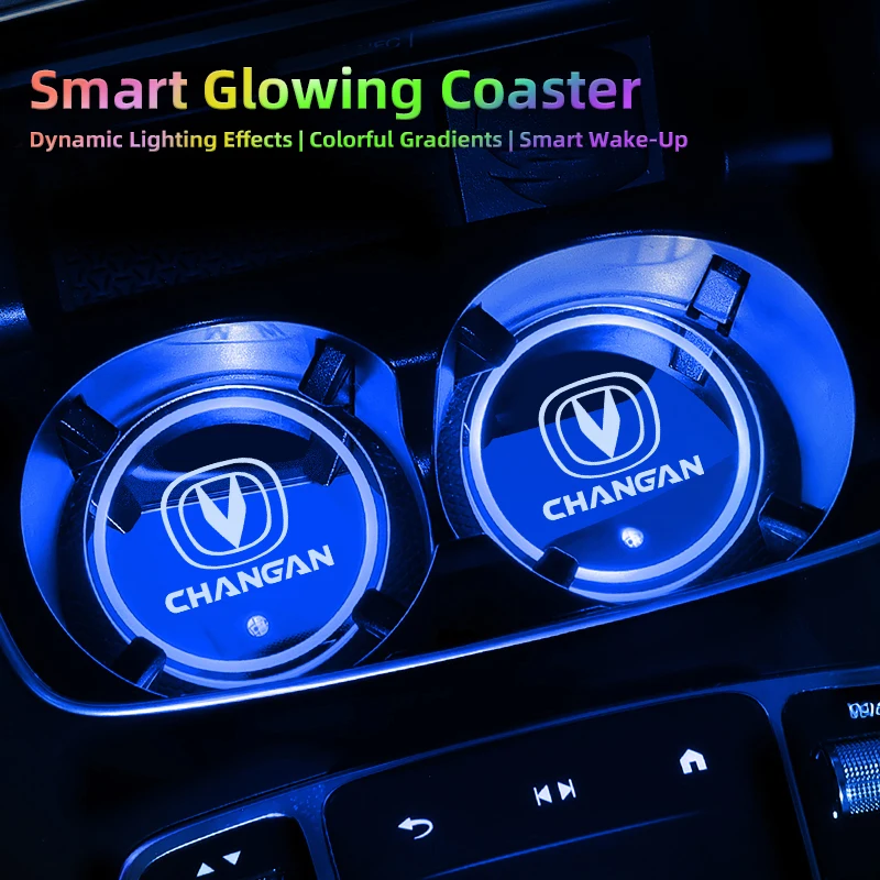 차량용 컵받침 패드 화려한 LED 분위기 조명 물컵 매트 장안 CS75 CS35 플러스 CS15 CS95 라톤 CX70 CS55 이도용