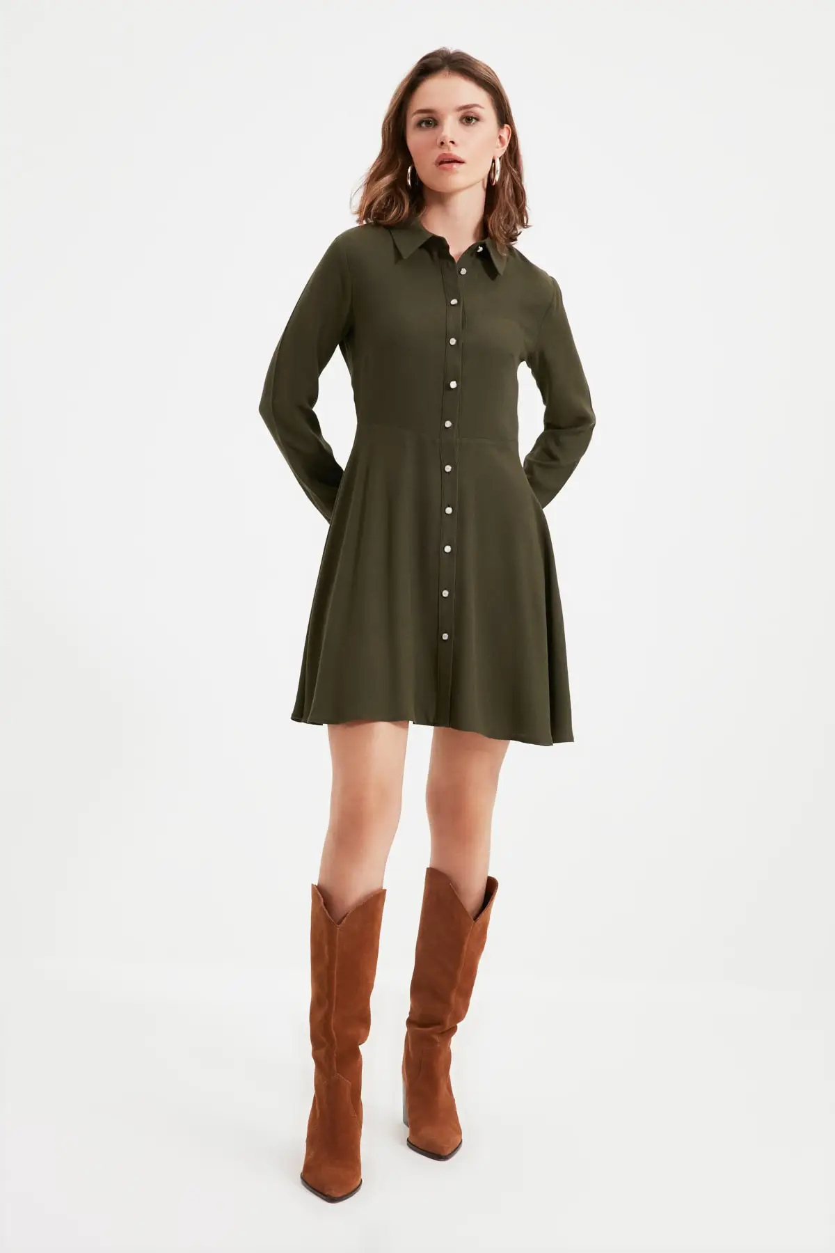 Trendyol Petite Shirt Dress TWOAW22EL0815 Dresses AliExpress